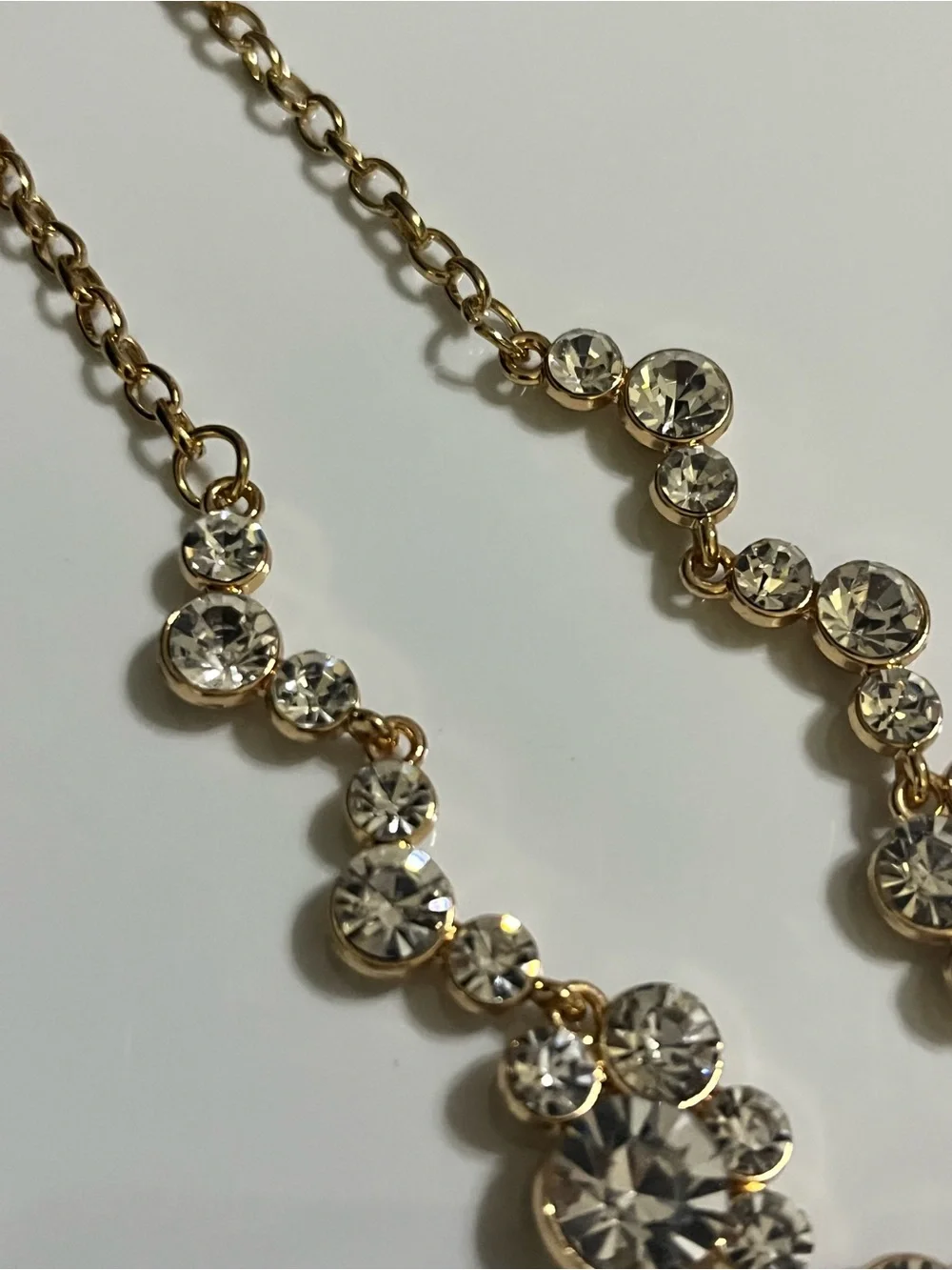 Gold-Tone Crystal Drop Y-Necklace in Clear